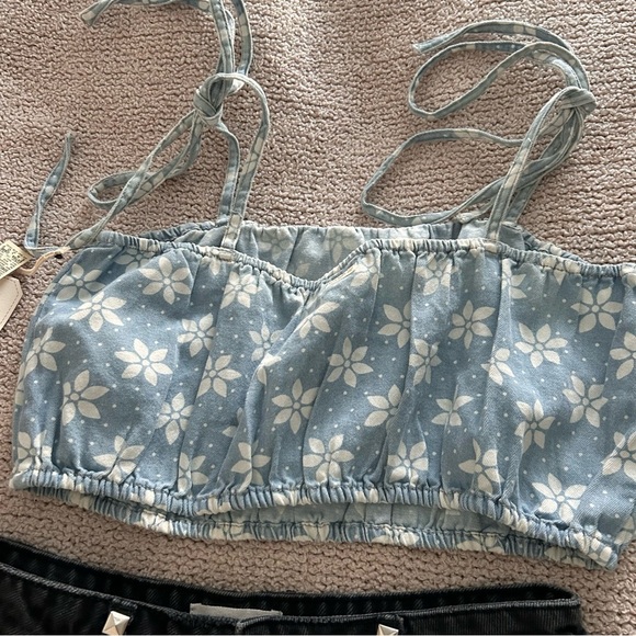 WRANGLER X BILLABONG rodeo blue western boho jean style strappy top NWT - Picture 6 of 7